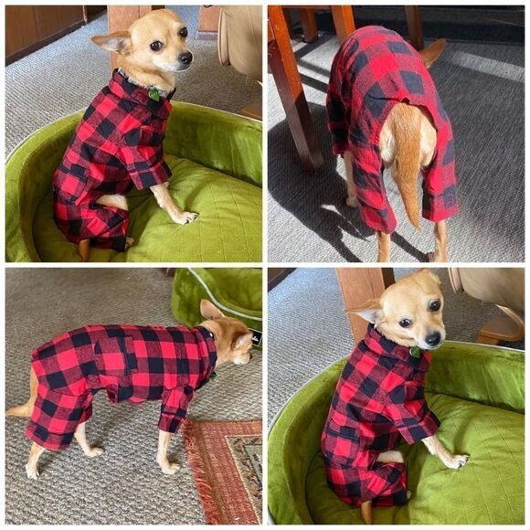 🎈Buffalo Check Flannel Dog Pajamas - Picture 1 of 10